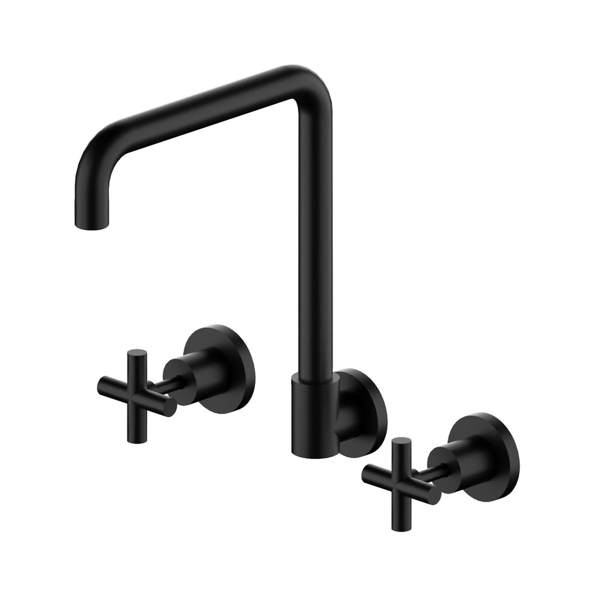 Nero X Plus Wall Kitchen Set Swivel Spout Matte Black Tapware Nero