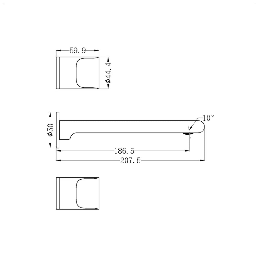 Nero Pearl Wall Basin Set Chrome Tapware Nero