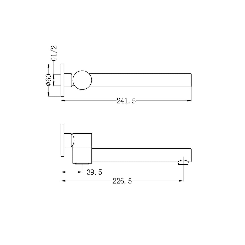Nero Dolce Wall Mounted Swivel Bath Spout Chrome Bath Spout Nero
