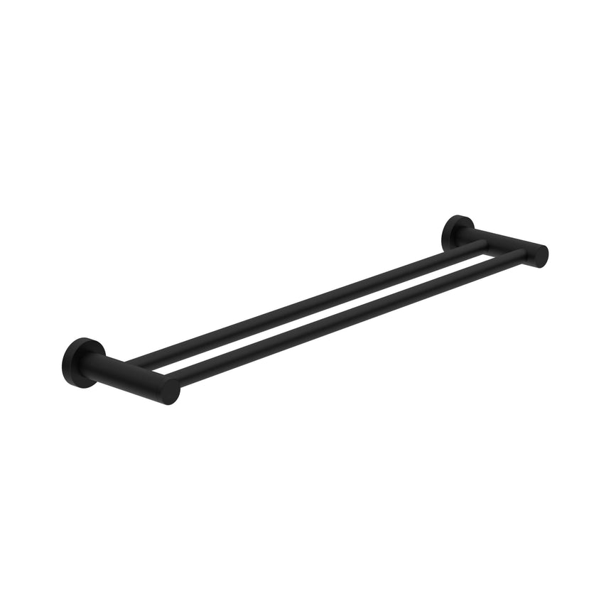 Nero Dolce Double Towel Rail 600mm Matte Black Bathroom Accessories Nero
