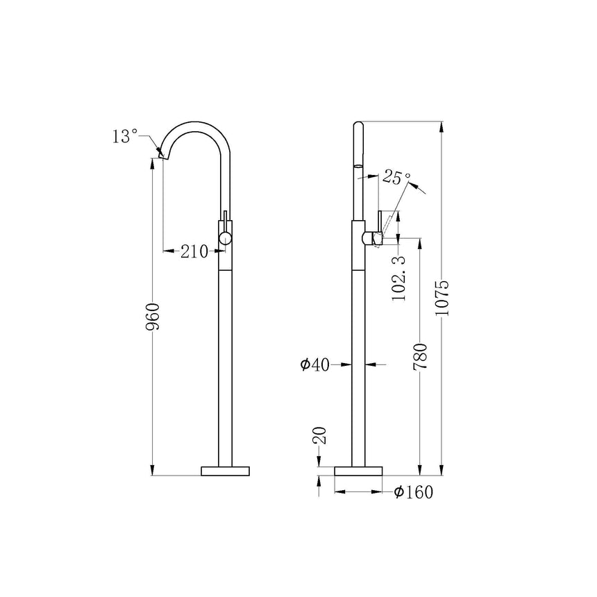 Nero Floormount Mixer Brushed Bronze Shower Nero