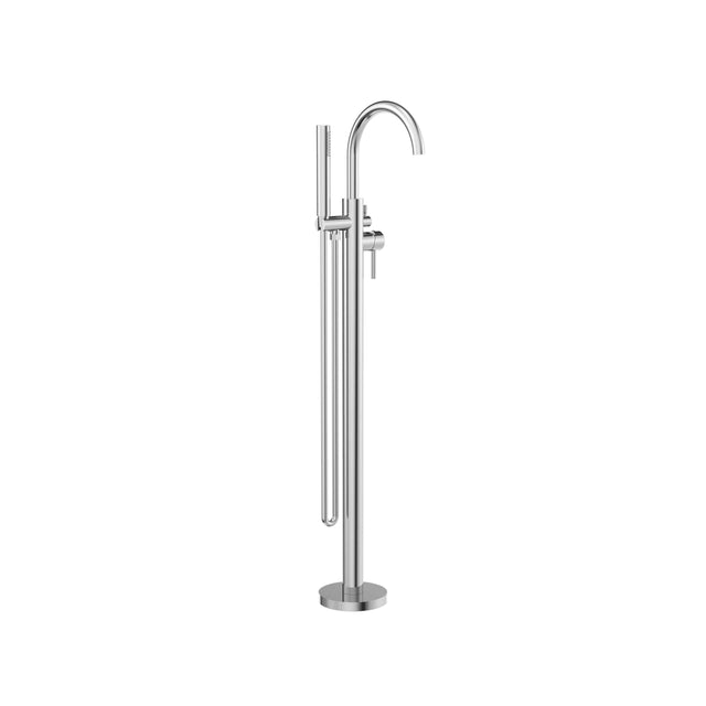 Nero Round Floormount Mixer With Handshower Chrome Shower Nero