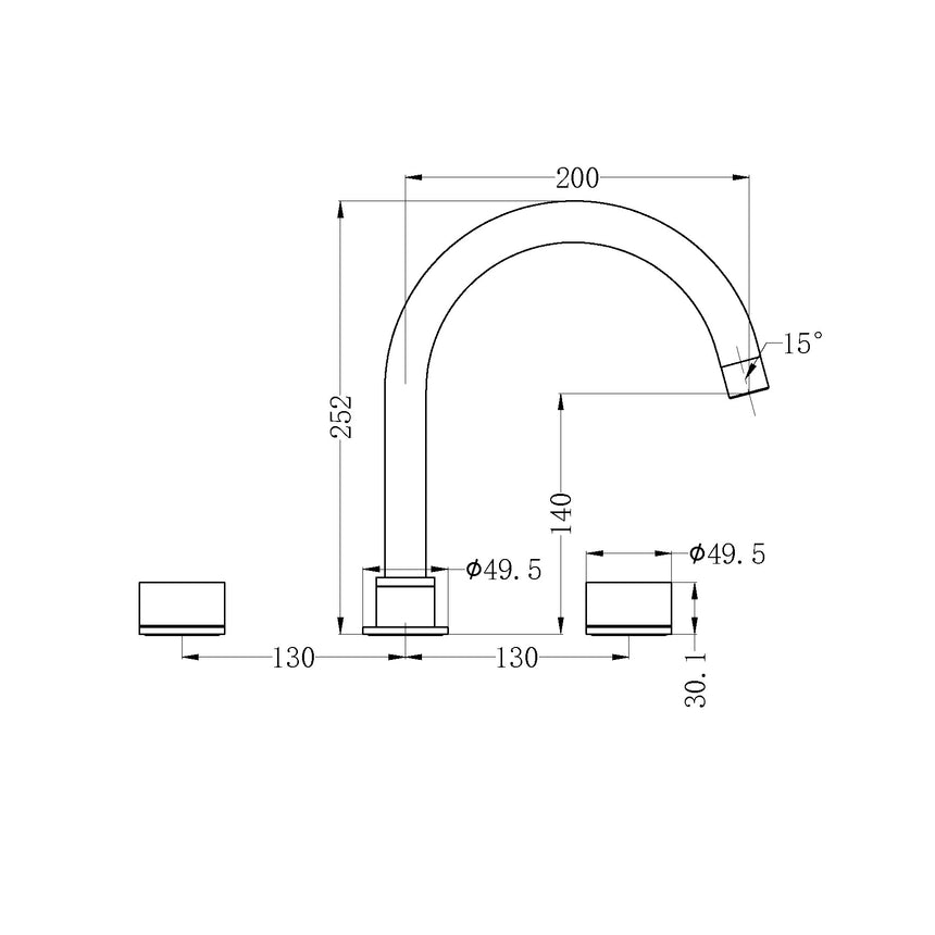 Nero Kara Bath Set Gun Metal Tapware Nero