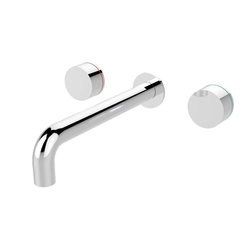 Nero Kara Wall Basin Set 180mm Spout Chrome Tapware Nero