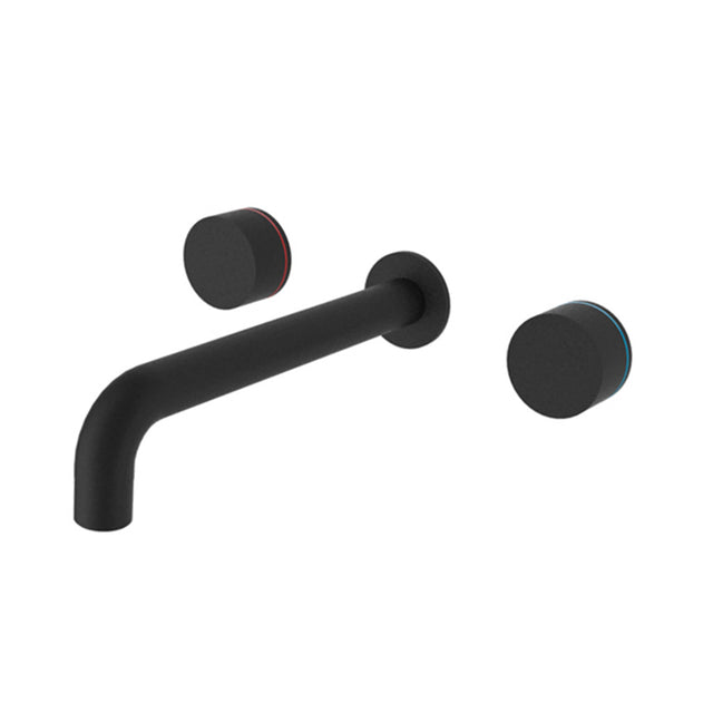 Nero Kara Wall Basin Set 180mm Spout Matte Black Tapware Nero