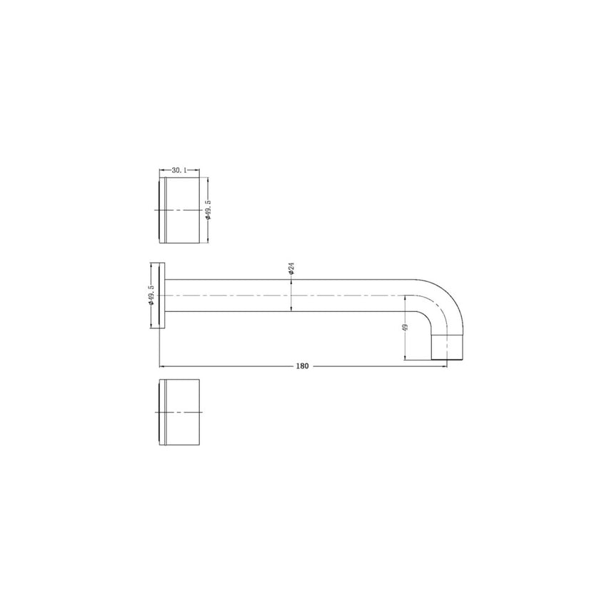 Nero Kara Wall Basin Set 180mm Spout Brushed Nickel Tapware Nero