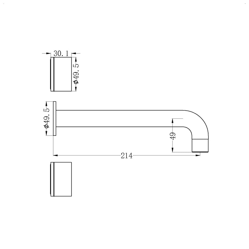 Nero Kara Wall Basin Set 217mm Spout Matte Black Tapware Nero