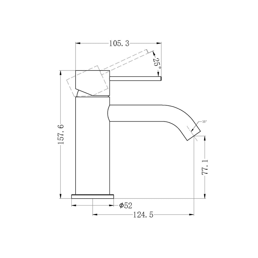 Nero Mecca Basin Mixer Gun Metal Tapware Nero