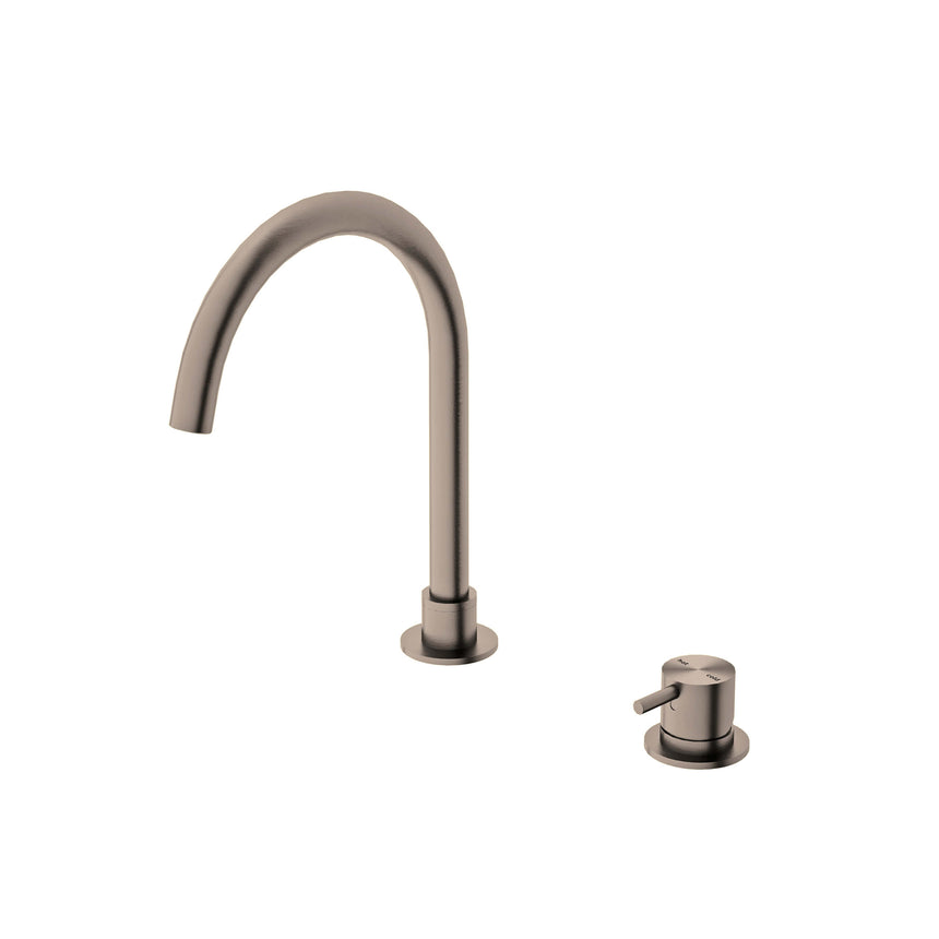 Nero Mecca Hob Basin Mixer Round Spout Brushed Bronze Tapware Nero