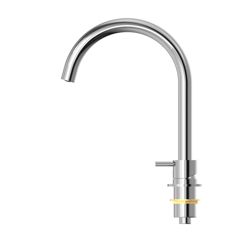 Nero Mecca Hob Basin Mixer Round Spout Chrome Tapware Nero