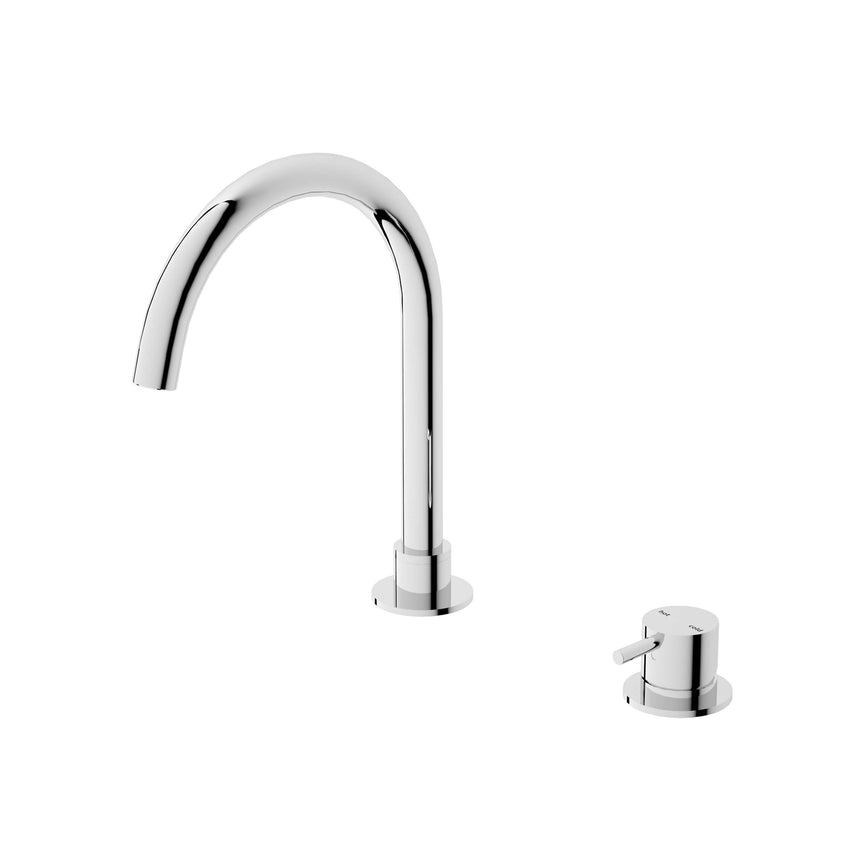 Nero Mecca Hob Basin Mixer Round Spout Chrome Tapware Nero