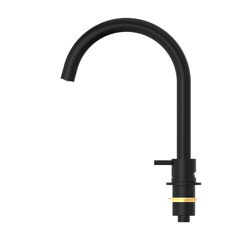 Nero Mecca Hob Basin Mixer Round Spout Matte Black Tapware Nero