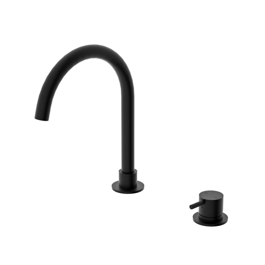 Nero Mecca Hob Basin Mixer Round Spout Matte Black Tapware Nero
