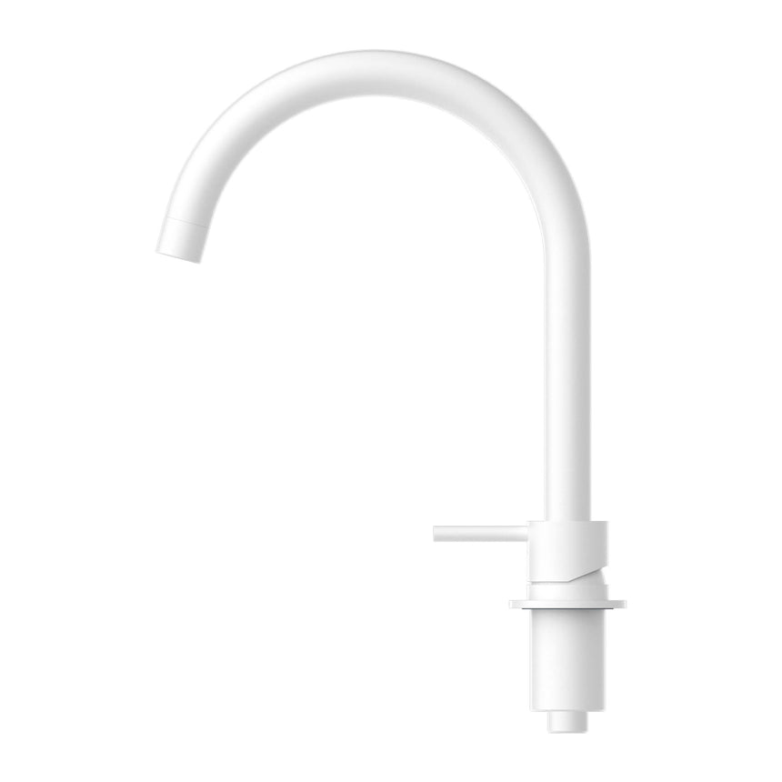 Nero Mecca Hob Basin Mixer Round Spout Matte White Tapware Nero