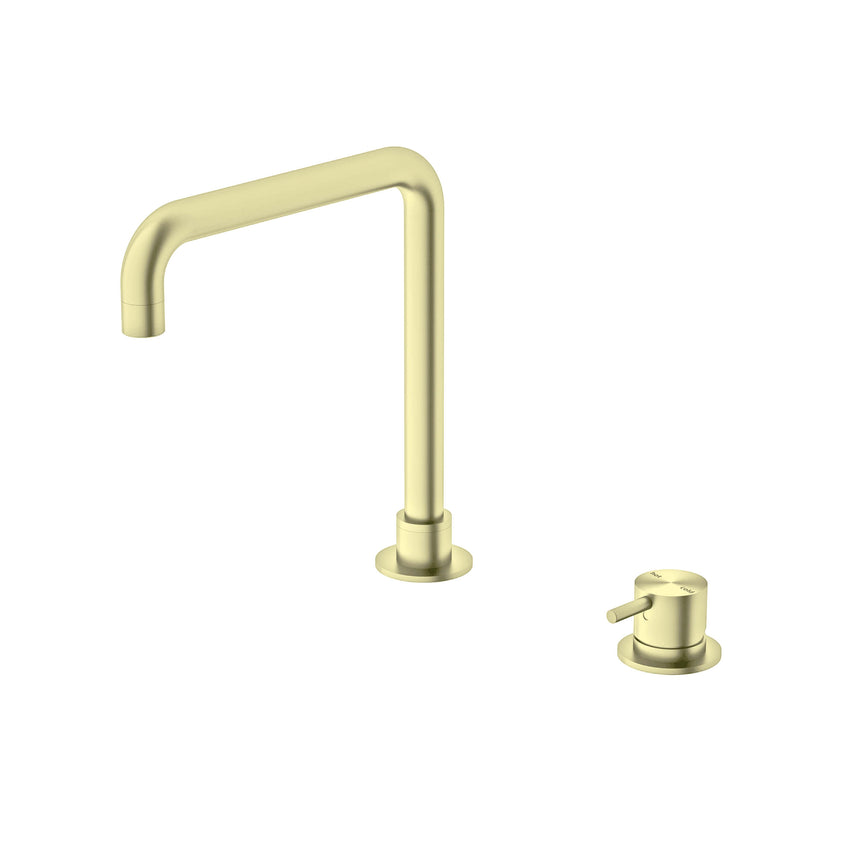 Nero Mecca Hob Basin Mixer Square Spout Brushed Yellow Gold Tapware Nero