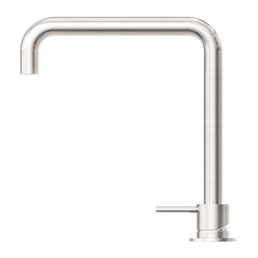 Nero Mecca Hob Basin Mixer Square Spout Brushed Nickel Tapware Nero