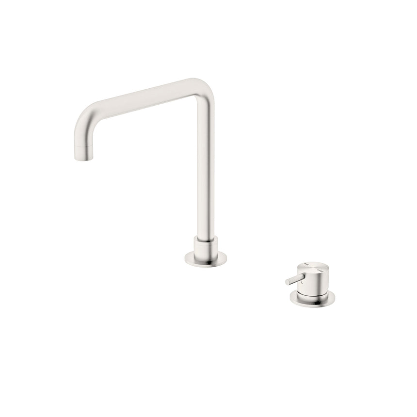 Nero Mecca Hob Basin Mixer Square Spout Brushed Nickel Tapware Nero