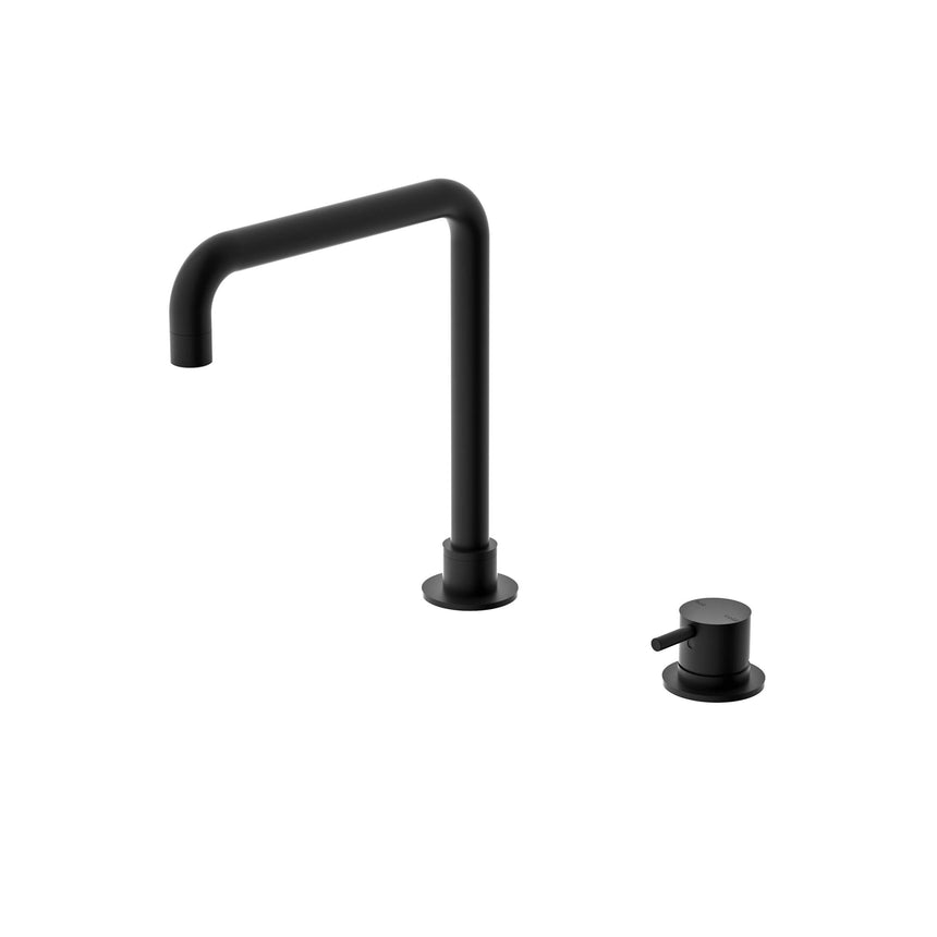 Nero Mecca Hob Basin Mixer Square Spout Matte Black Tapware Nero