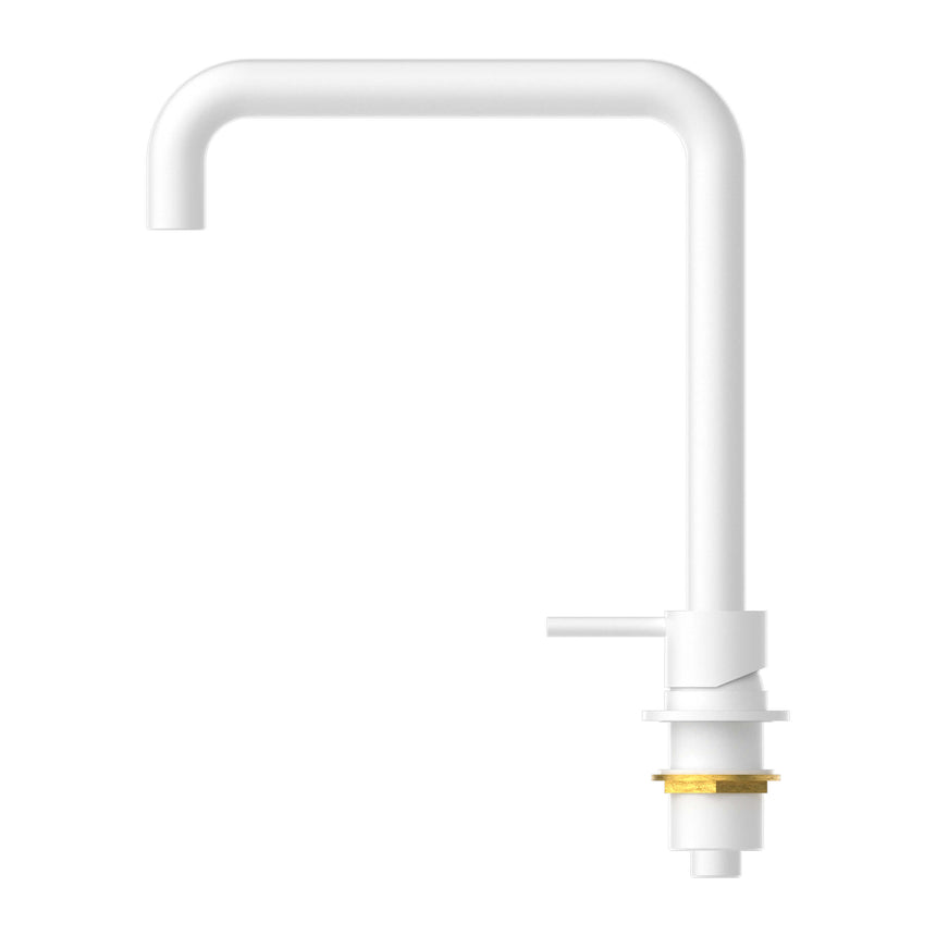 Nero Mecca Hob Basin Mixer Square Spout Matte White Tapware Nero