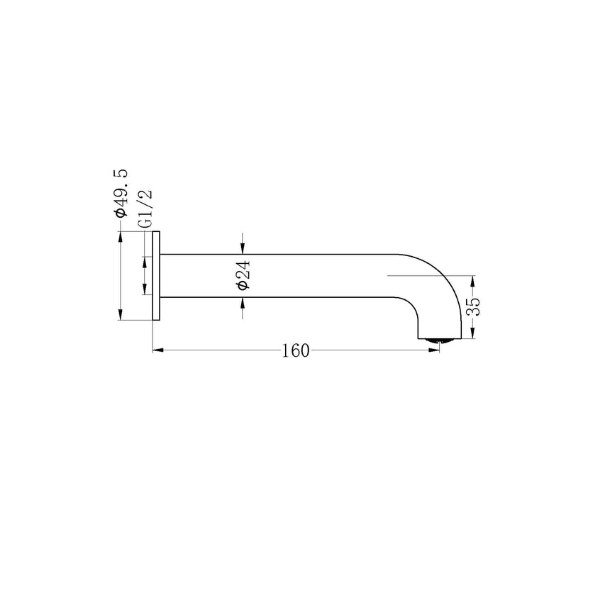 Nero Mecca Bath/Basin Spout Only 160mm Matte Black Bath Spout Nero