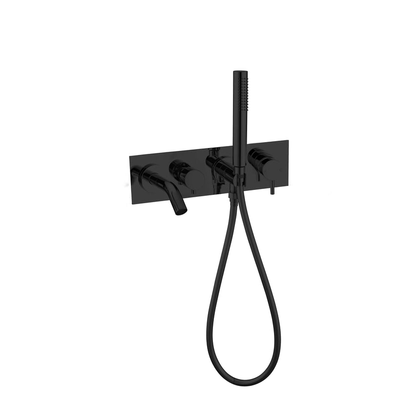 Nero Mecca Wall Mount Bath Mixer With Handshower Matte Black Shower Nero