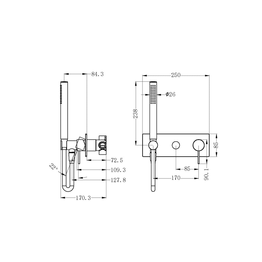 Nero Mecca Shower Mixer Divertor Systerm Matte White Shower Nero