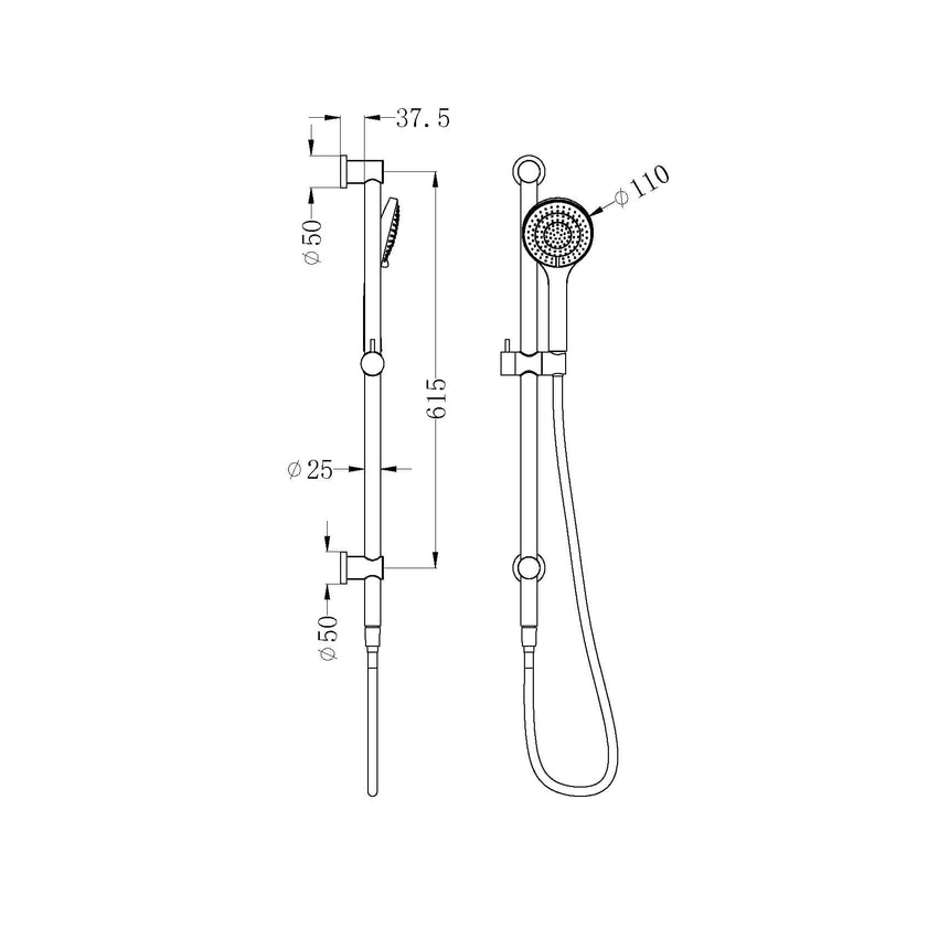 Nero Mecca Rail Shower With Air Shower Brushed Nickel Shower Nero