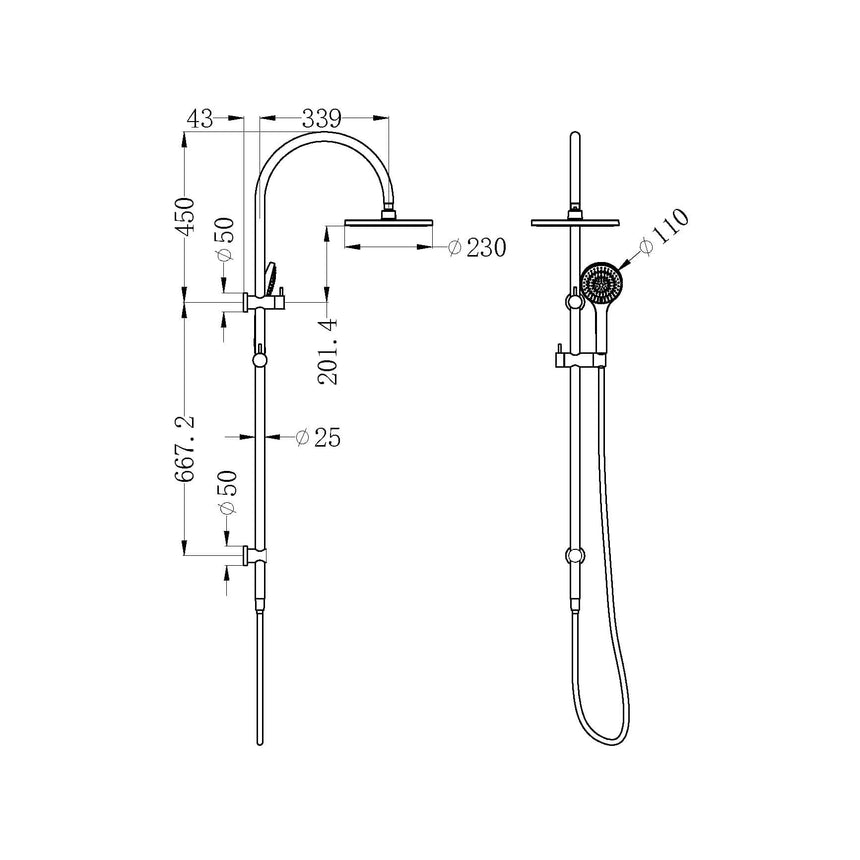 Nero Mecca Twin Shower With Air Shower Brushed Yellow Gold Shower Nero