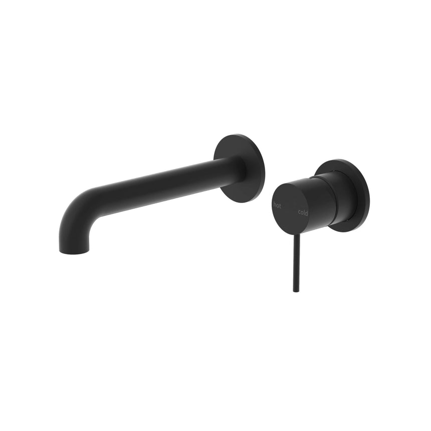 Nero Mecca Wall Basin/Bath Mixer Separete Back Plate 185mm Matte Black Tapware Nero