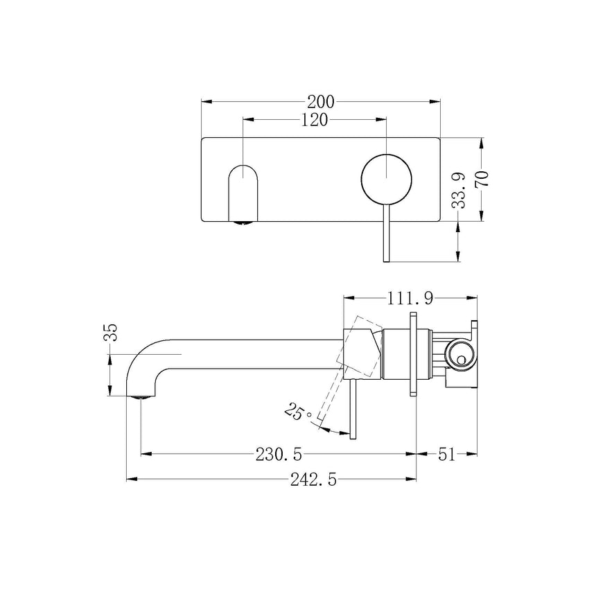 Nero Mecca Wall Basin/Bath Mixer 230mm Matte White Tapware Nero