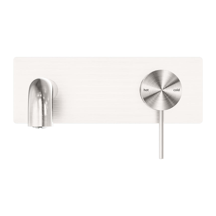 Nero Mecca Wall Basin/Bath Mixer 230mm Brushed Nickel Tapware Nero