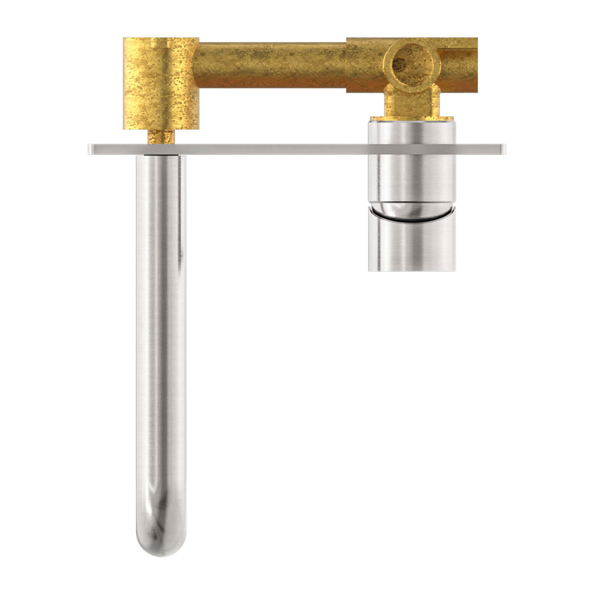 Nero Mecca Wall Basin/Bath Mixer 160mm Brushed Nickel Tapware Nero