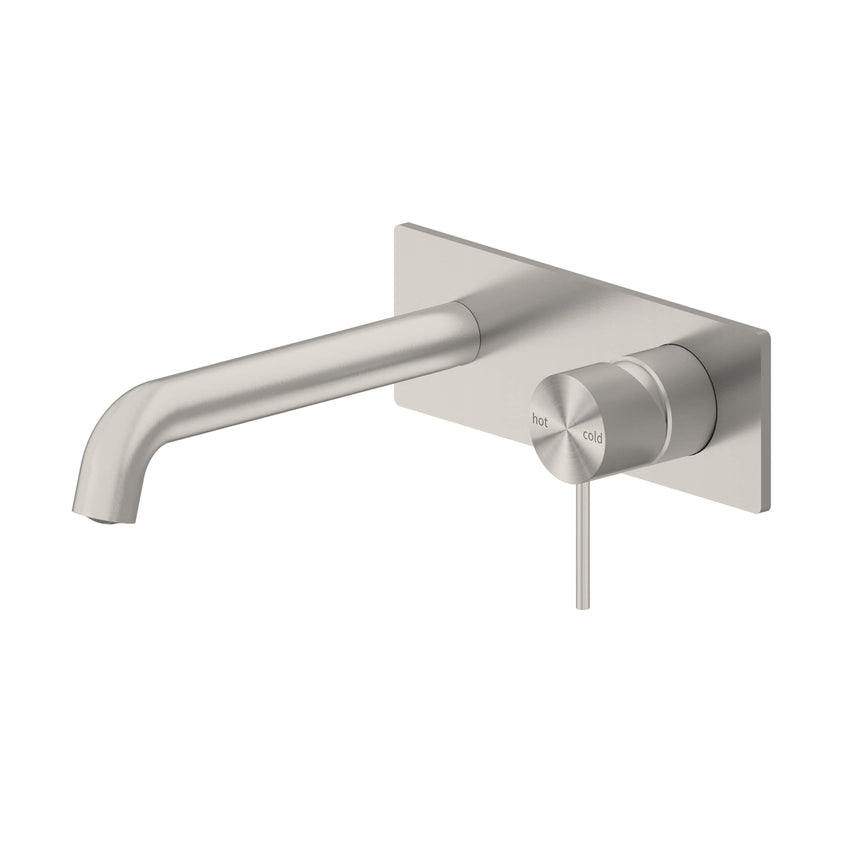 Nero Mecca Wall Basin/Bath Mixer 160mm Brushed Nickel Tapware Nero
