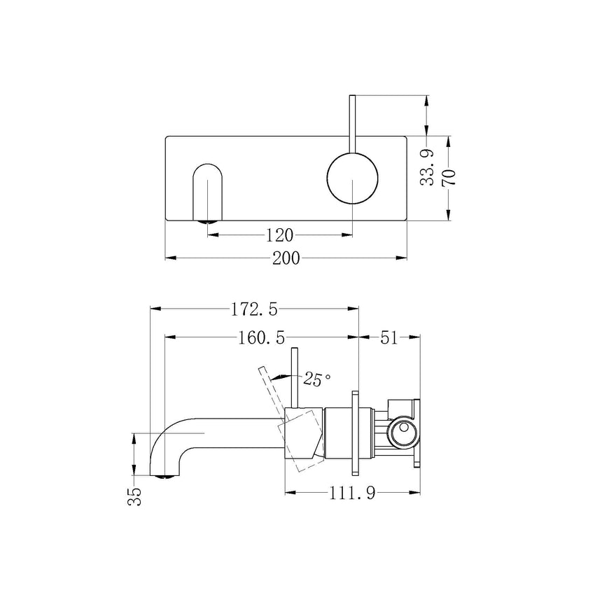 Nero Mecca Wall Basin/Bath Mixer Handle Up 160mm Matte White Tapware Nero