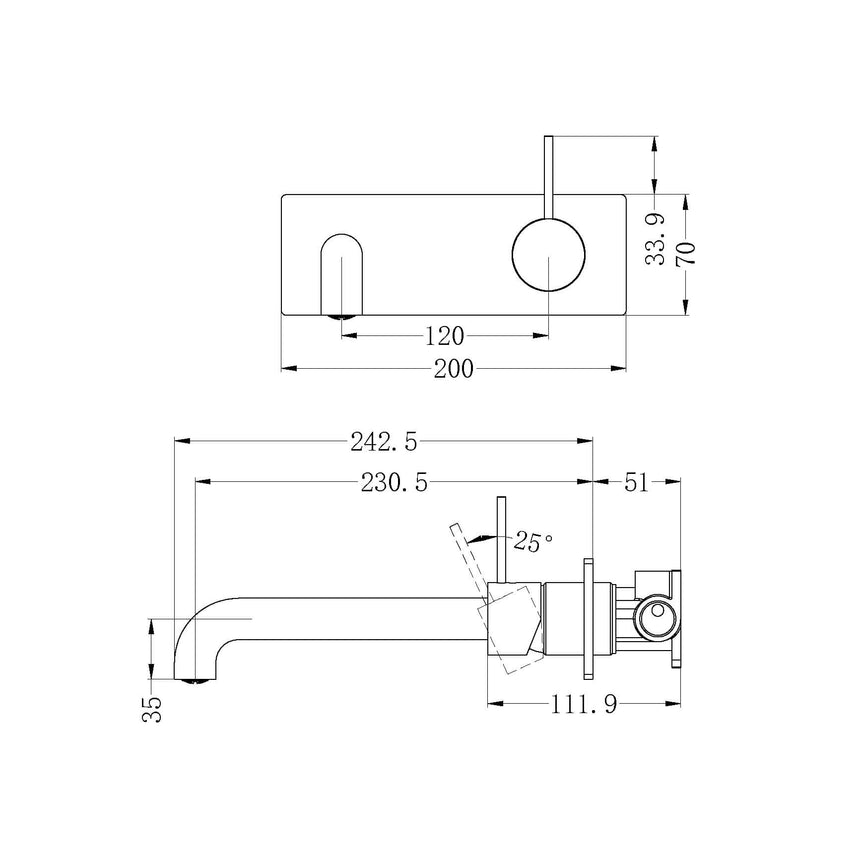Nero Mecca Wall Basin/Bath Mixer Handle Up 230mm Matte White Tapware Nero