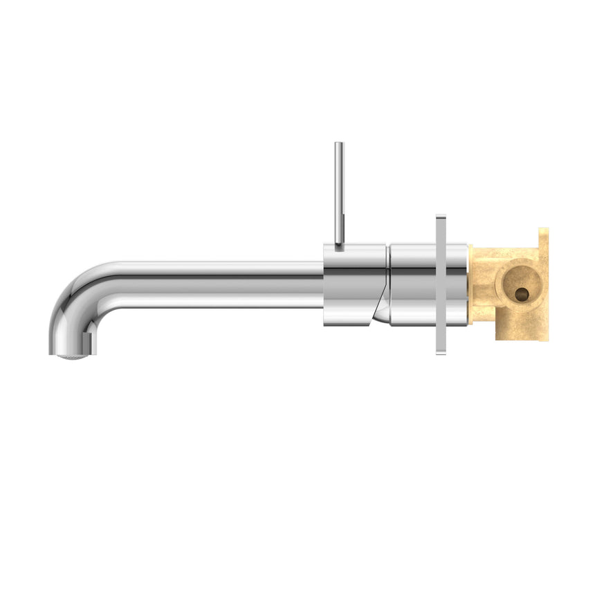 Nero Mecca Wall Basin/Bath Mixer Handle Up 185mm Chrome Tapware Nero