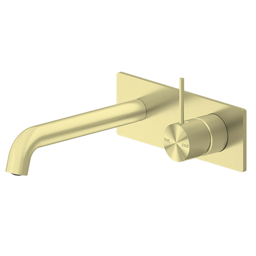 Nero Mecca Wall Basin/Bath Mixer Handle Up 230mm Brushed Gold Tapware Nero
