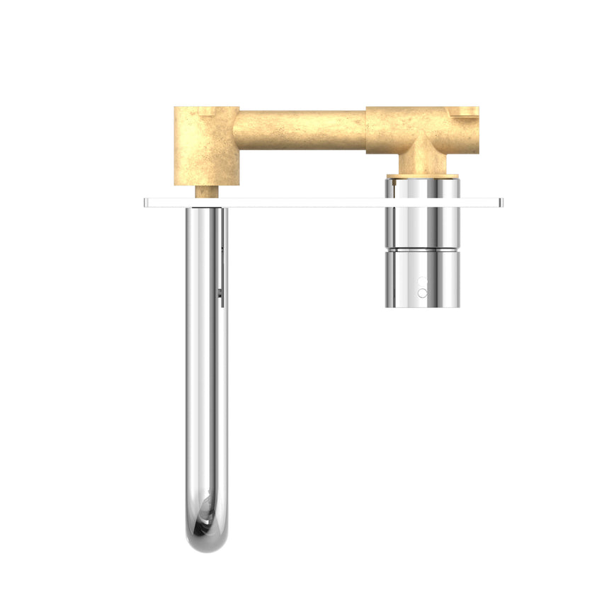 Nero Mecca Wall Basin/Bath Mixer Handle Up 185mm Chrome Tapware Nero