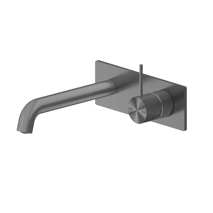 Nero Mecca Wall Basin/Bath Mixer Handle Up 230mm Gun Metal Tapware Nero