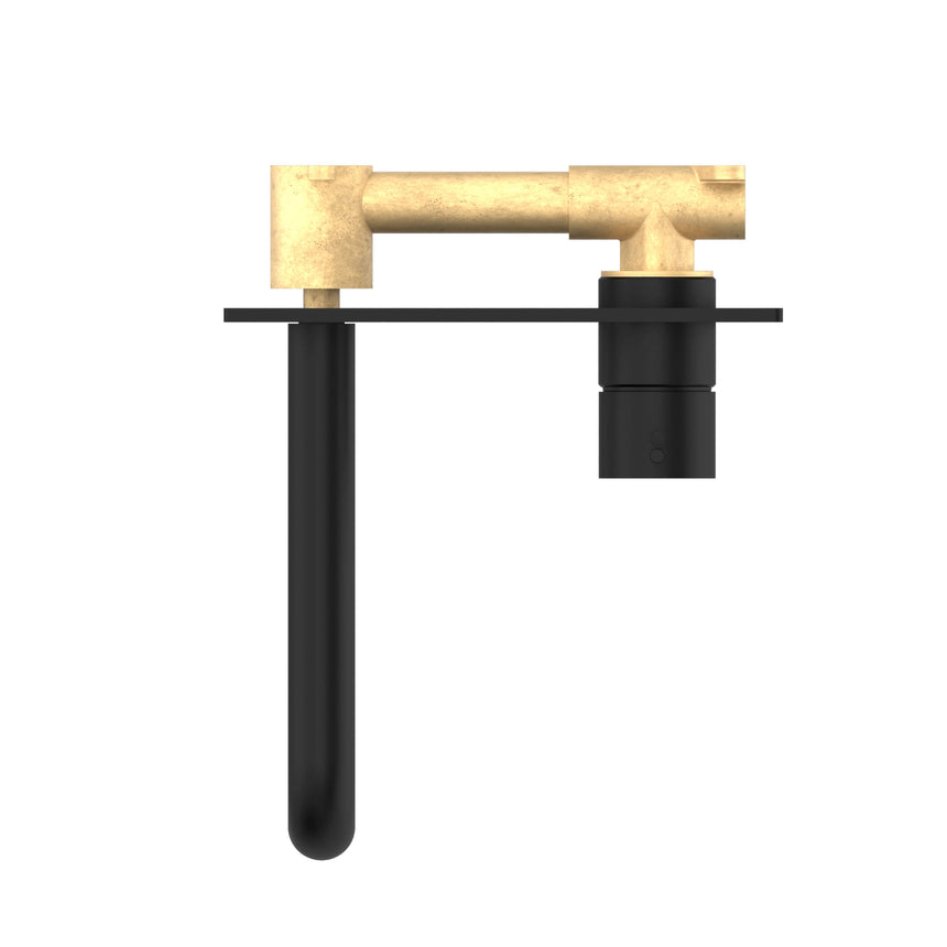 Nero Mecca Wall Basin/Bath Mixer Handle Up 185mm Matte Black Tapware Nero