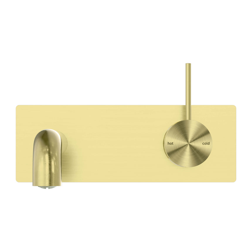 Nero Mecca Wall Basin/Bath Mixer Handle Up 185mm Brushed Gold Tapware Nero
