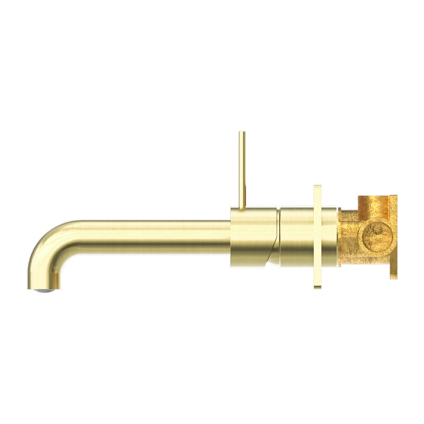 Nero Mecca Wall Basin/Bath Mixer Handle Up 230mm Brushed Gold Tapware Nero