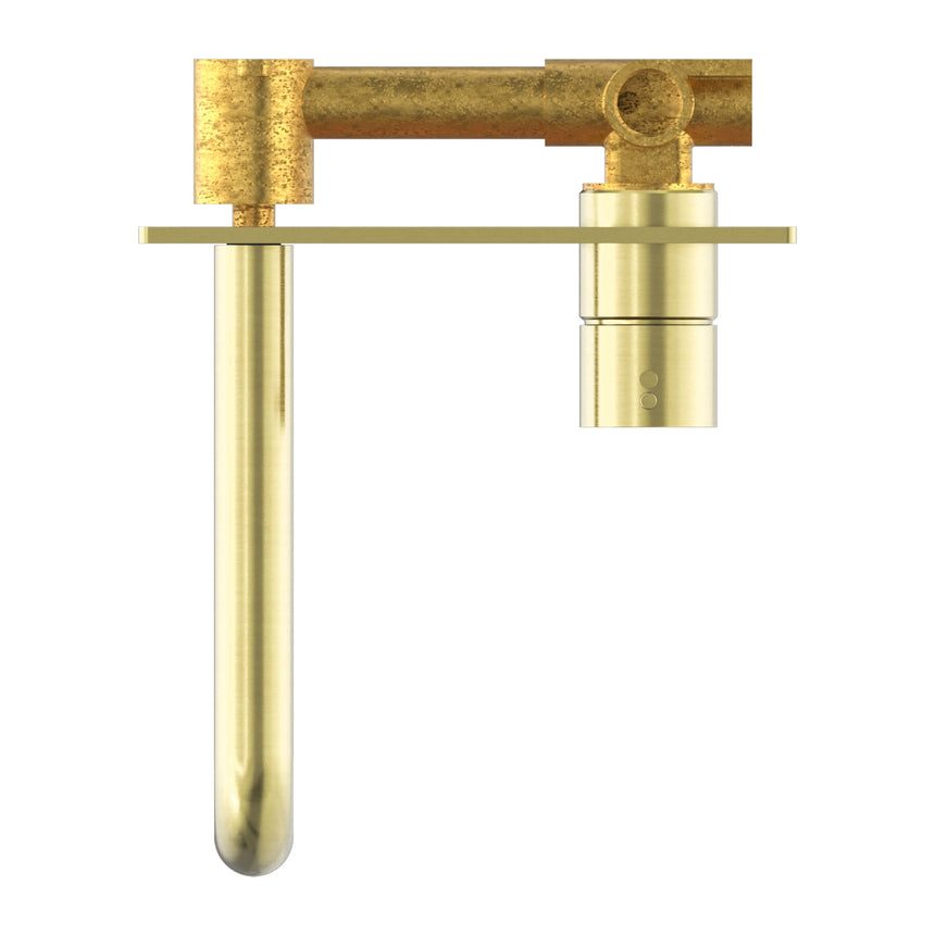 Nero Mecca Wall Basin/Bath Mixer Handle Up 230mm Brushed Gold Tapware Nero