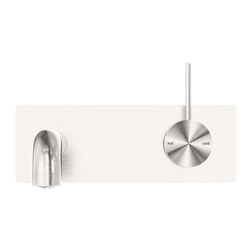 Nero Mecca Wall Basin/Bath Mixer Handle Up 185mm Brushed Nickel Tapware Nero