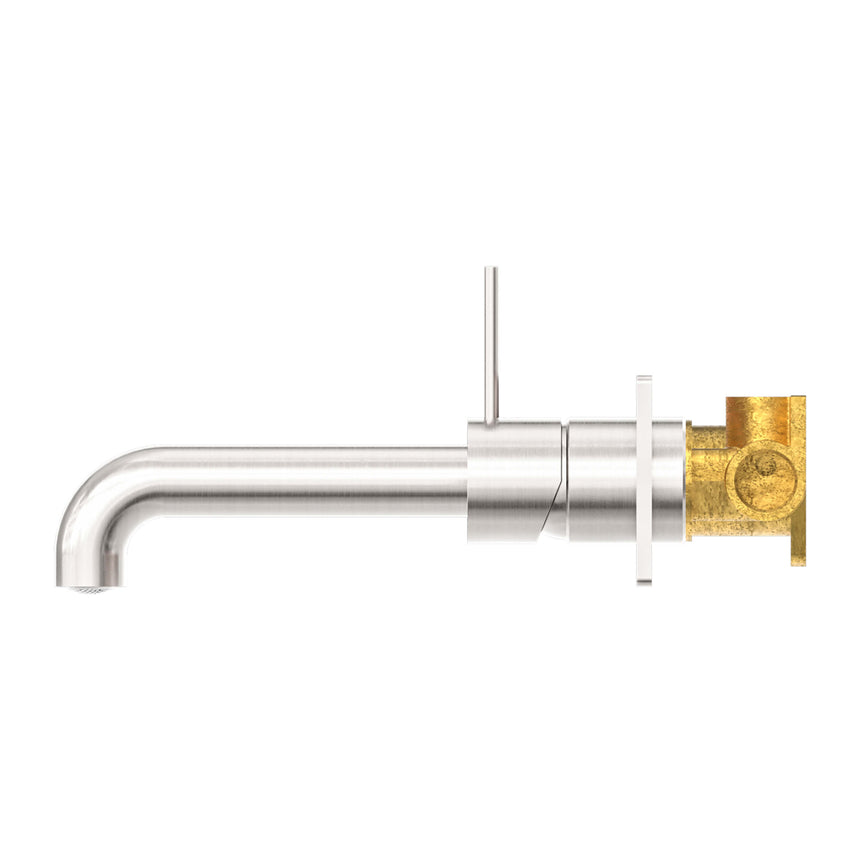 Nero Mecca Wall Basin/Bath Mixer Handle Up 230mm Brushed Nickel Tapware Nero