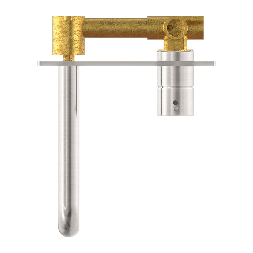 Nero Mecca Wall Basin/Bath Mixer Handle Up 160mm Brushed Nickel Tapware Nero
