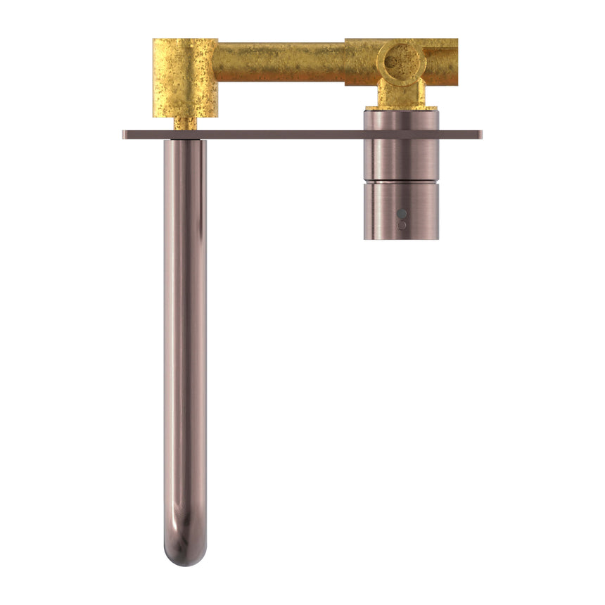 Nero Mecca Wall Basin/Bath Mixer Handle Up 230mm Brushed Bronze Tapware Nero