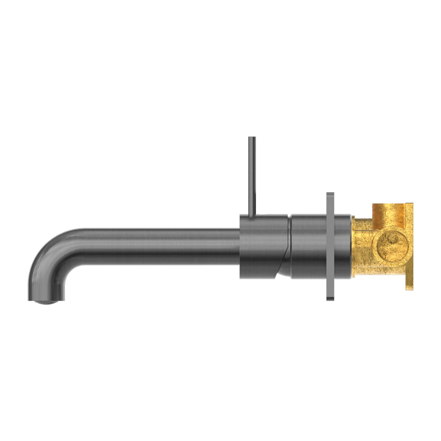 Nero Mecca Wall Basin/Bath Mixer Handle Up 230mm Gun Metal Tapware Nero