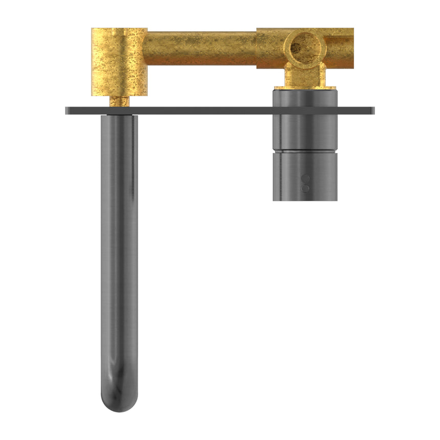 Nero Mecca Wall Basin/Bath Mixer Handle Up 185mm Gun Metal Tapware Nero