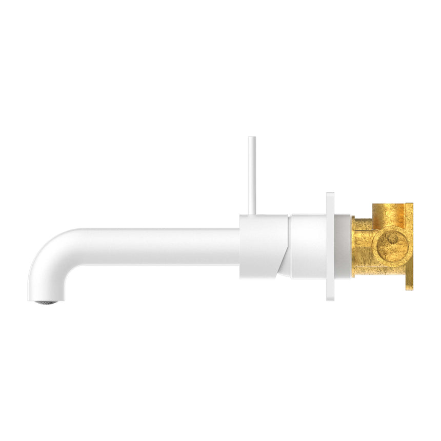 Nero Mecca Wall Basin/Bath Mixer Handle Up 185mm Matte White Tapware Nero